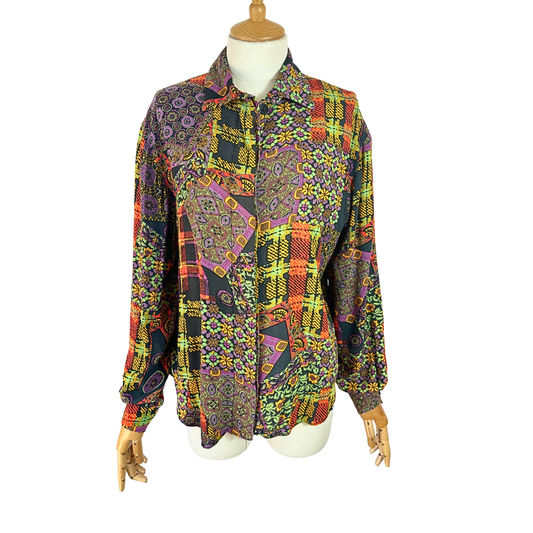 Vintage plaid and floral shirt - M
