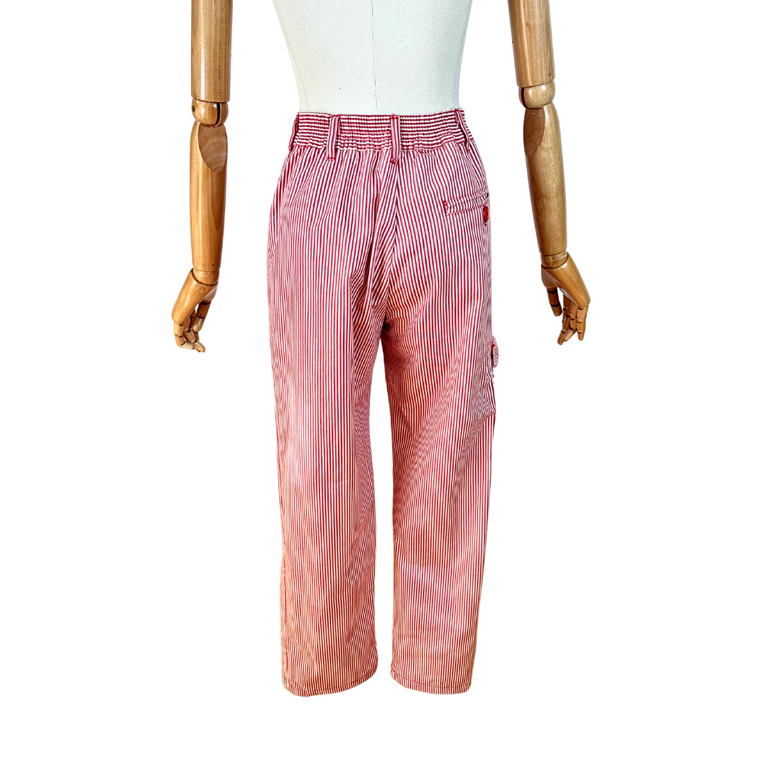 Striped vintage high waist cargo pants - S