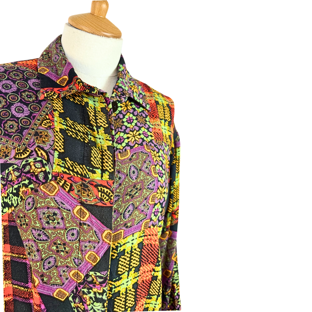 Vintage plaid and floral shirt - M