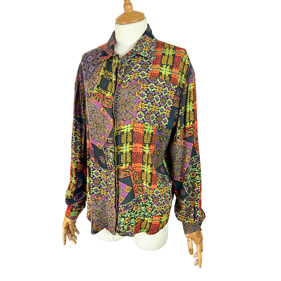 Vintage plaid and floral shirt - M