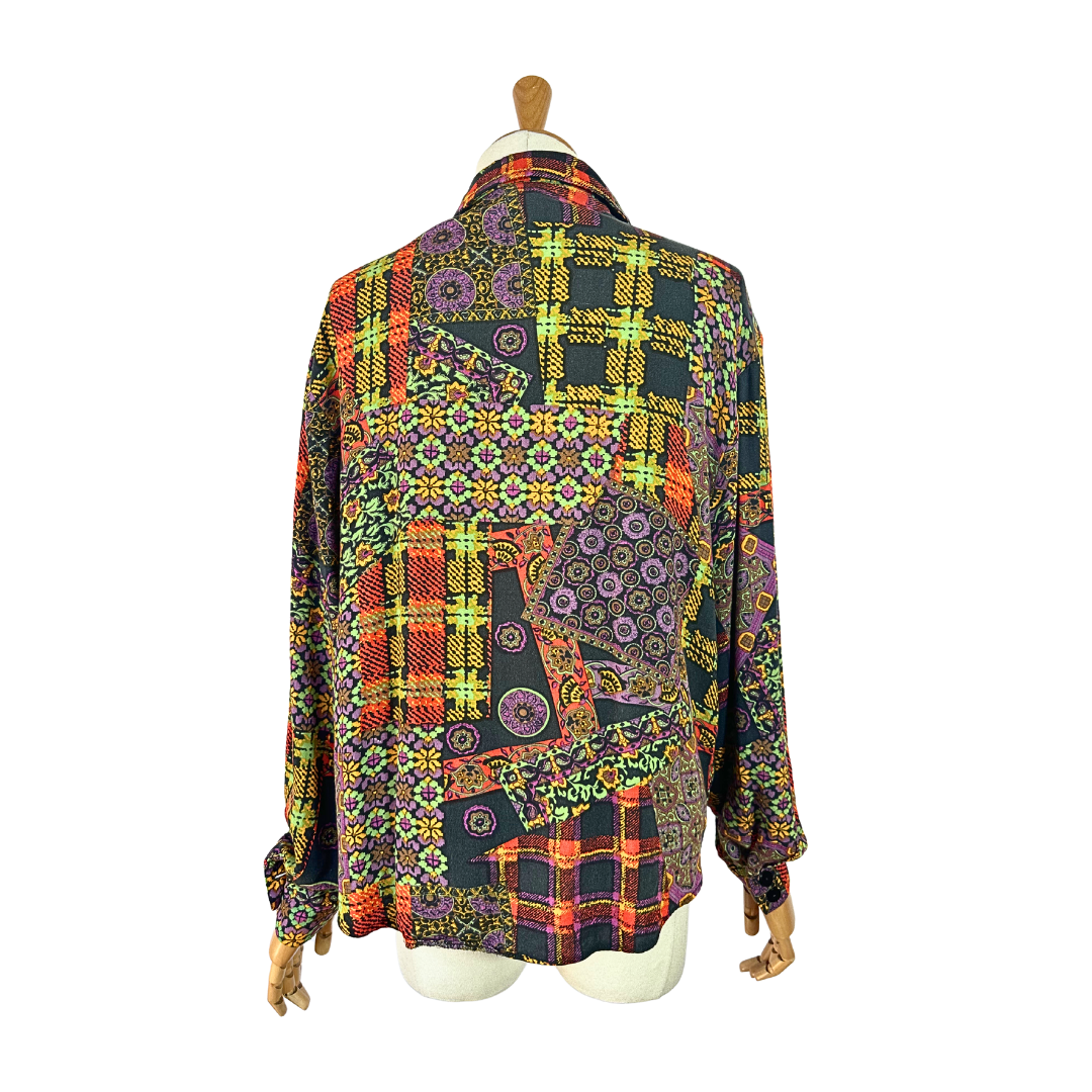 Vintage plaid and floral shirt - M
