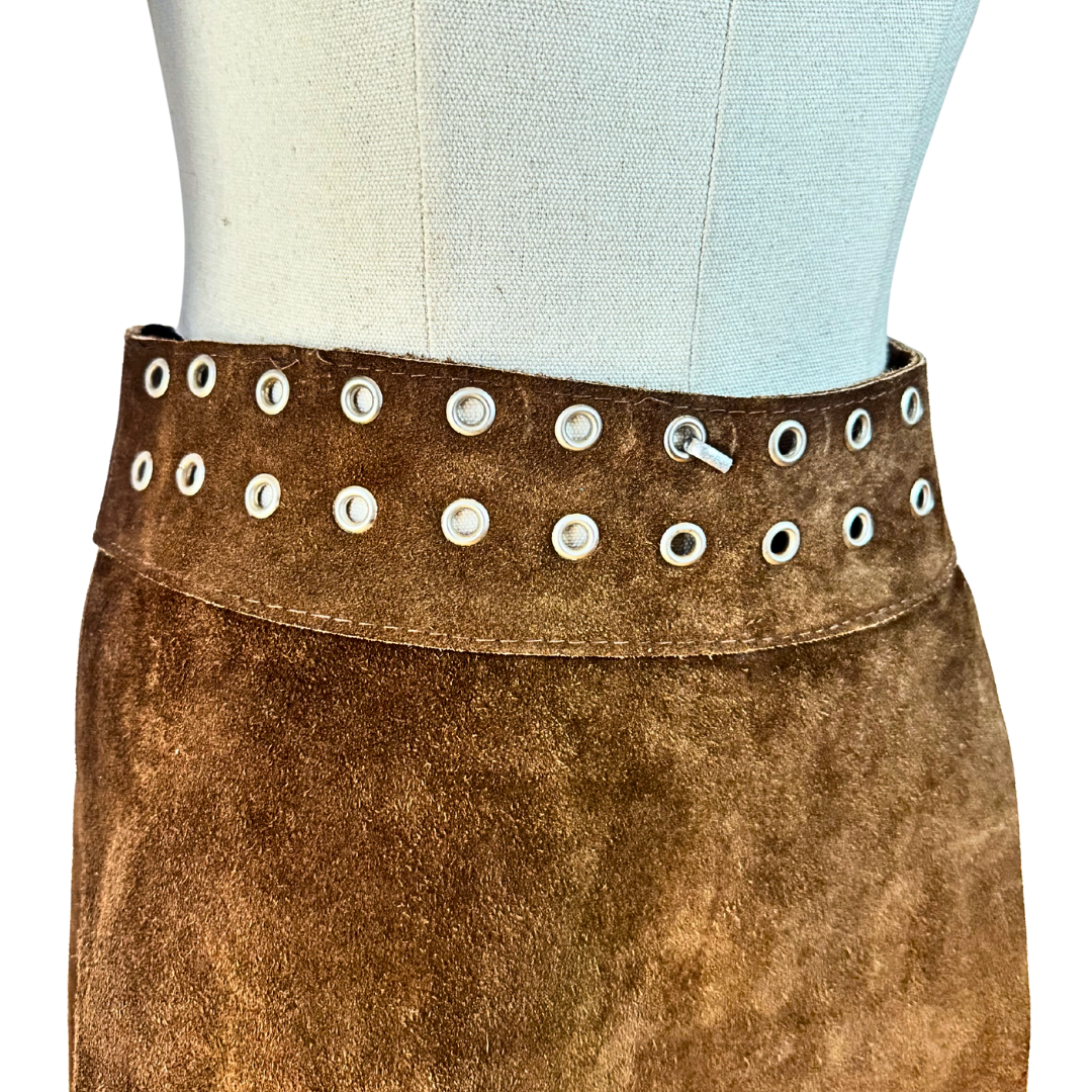 Brown suede wrap skirt - S