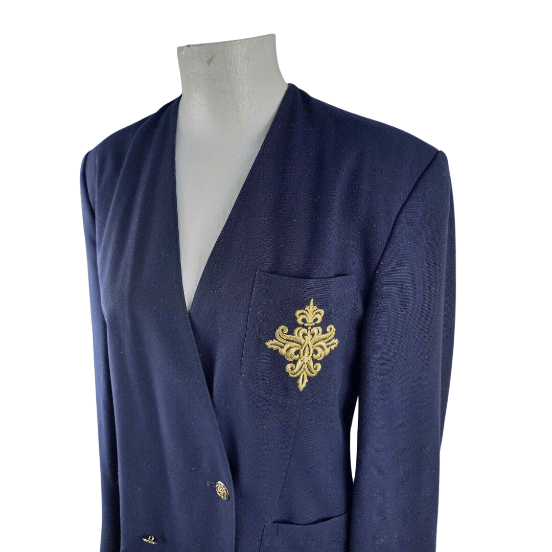 Vintage collarless double-breasted blazer - S/M