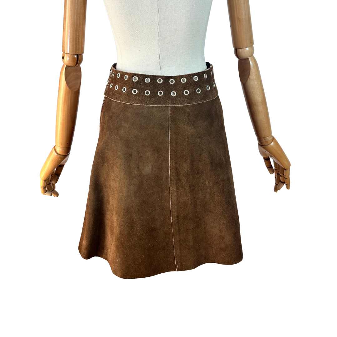 Brown suede wrap skirt - S
