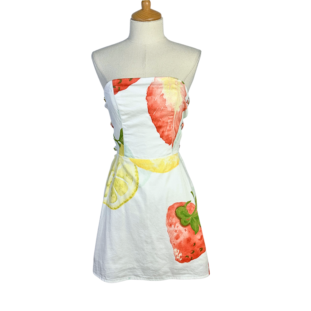 Fruit print boobtube dress - S