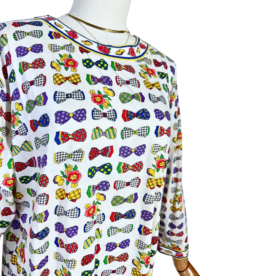 Bow printed top - M