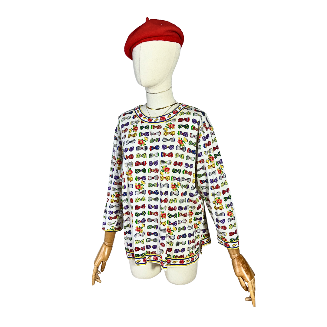 Bow printed top - M