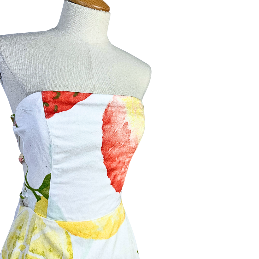 Fruit print boobtube dress - S