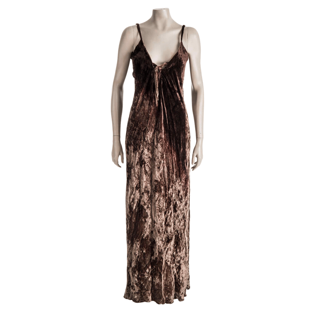 Crushed velvet spaghetti strap maxi dress - S