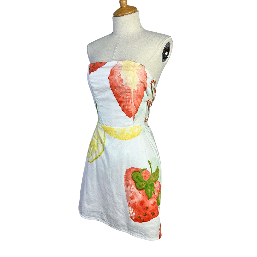 Fruit print boobtube dress - S