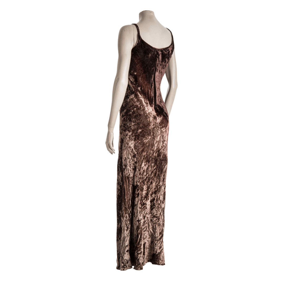 Crushed velvet spaghetti strap maxi dress - S
