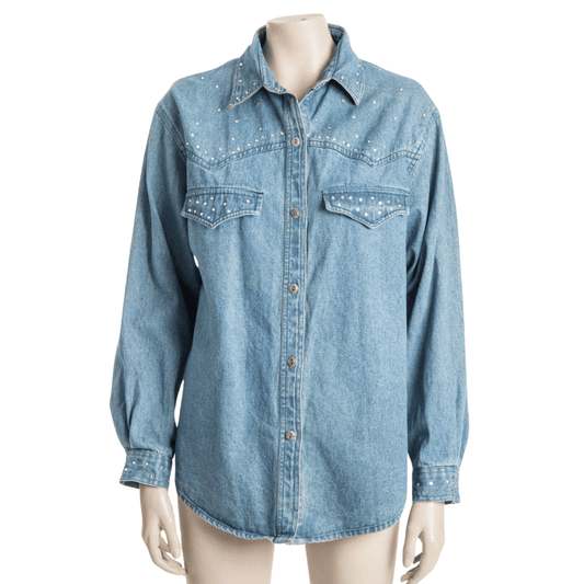 Longsleeve denim shirt with diamante embellishment - L