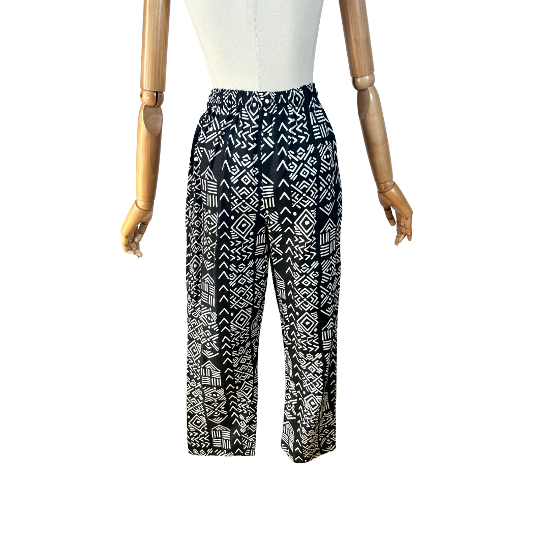 Black and white Aztec print pants - S