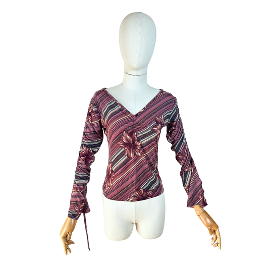 Striped and floral longsleeve top - M