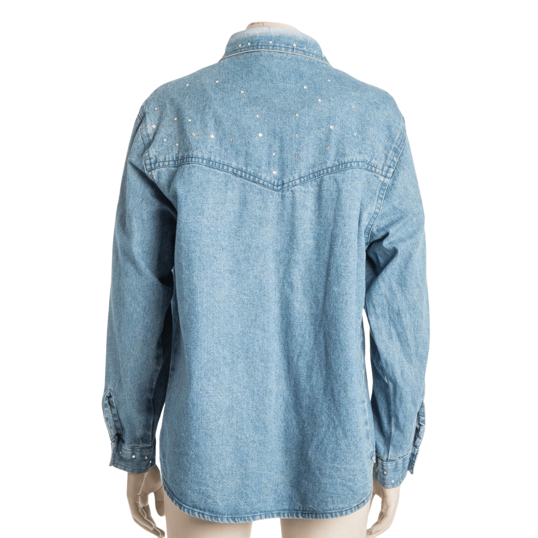 Longsleeve denim shirt with diamante embellishment - L