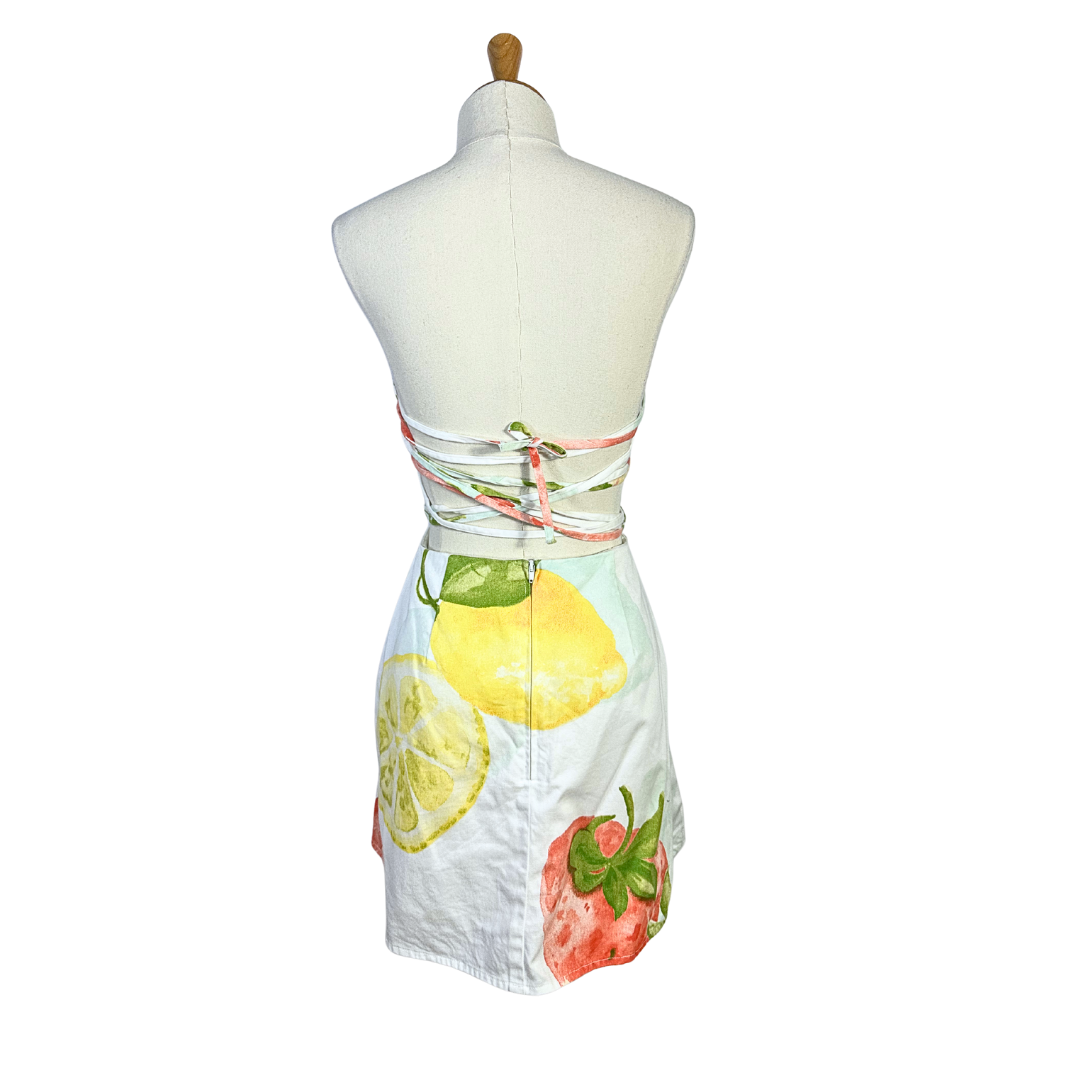 Fruit print boobtube dress - S