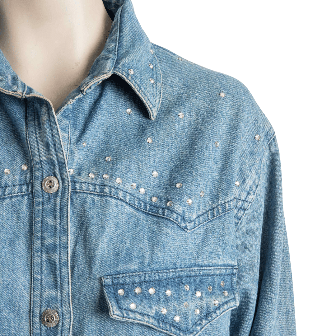 Longsleeve denim shirt with diamante embellishment - L