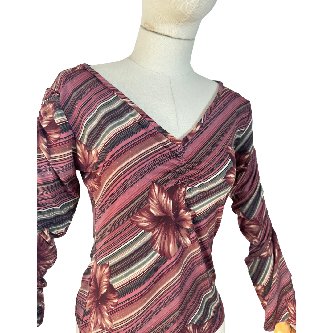 Striped and floral longsleeve top - M