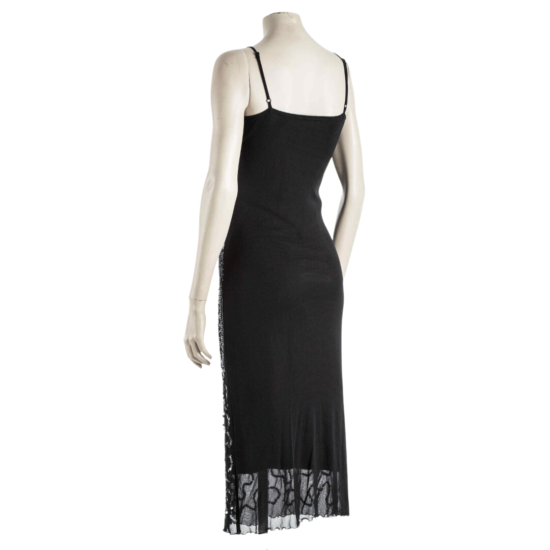 Embellished spaghetti strap mesh maxi dress - S