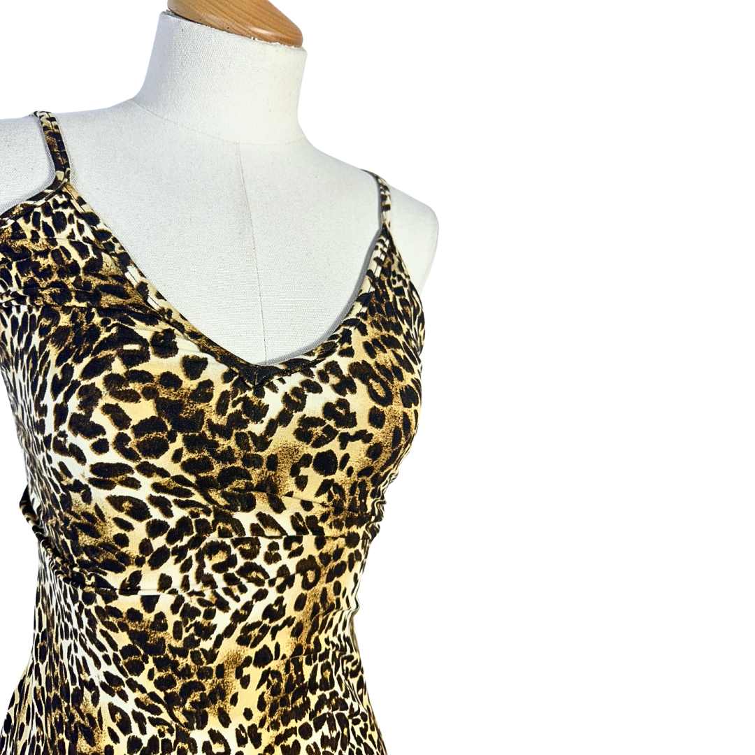Spaghetti strap leopard print mini dress - S