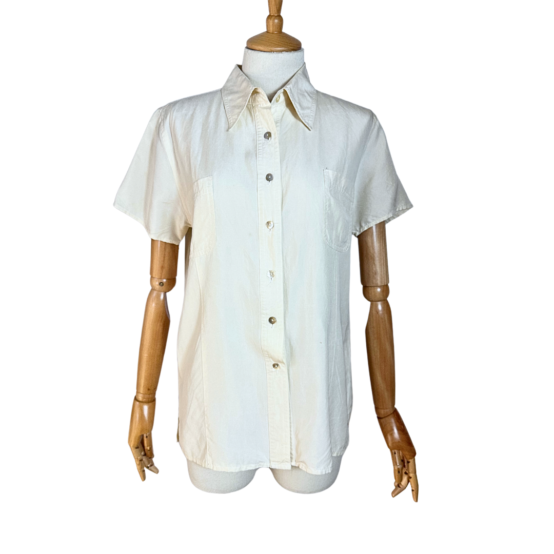Cream vintage silk shirt - S