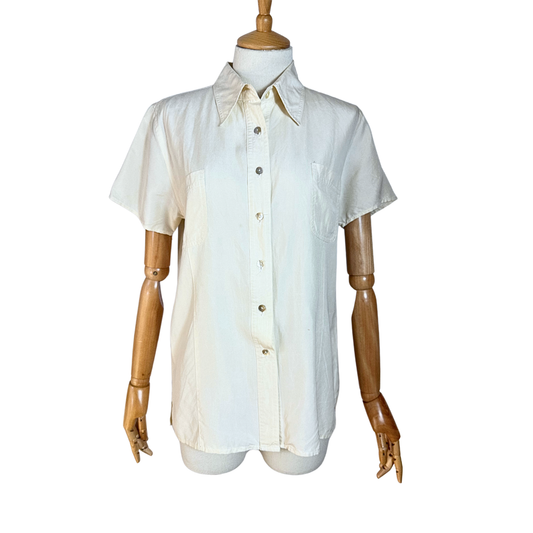 Cream vintage silk shirt - S