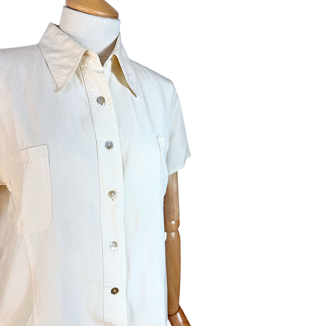 Cream vintage silk shirt - S