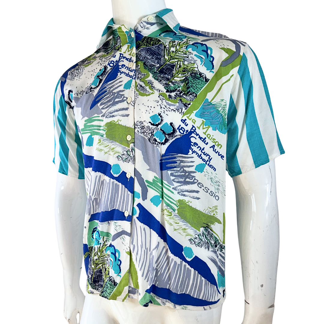 Printed and striped shortsleeve shirt - XS/S