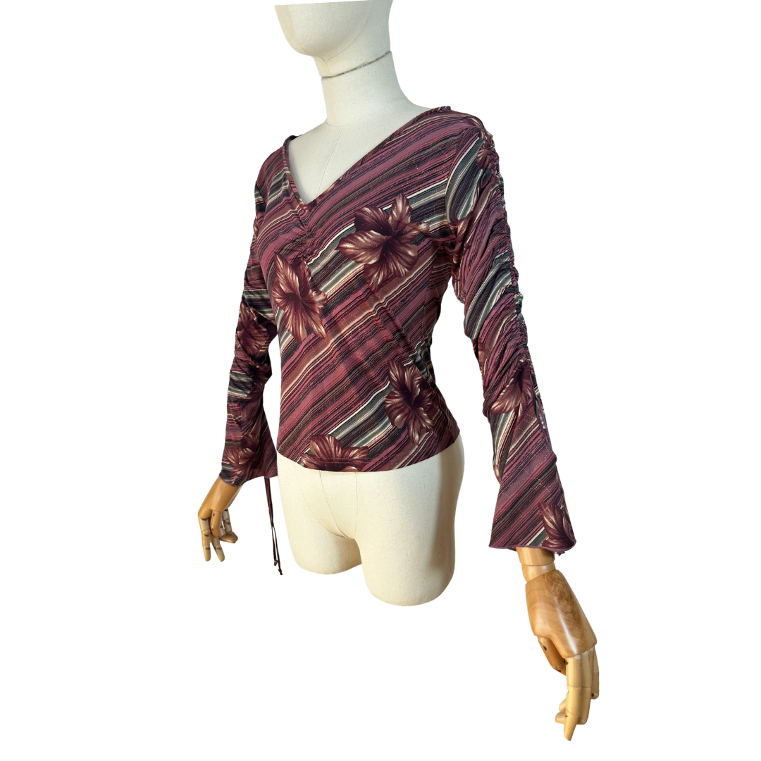 Striped and floral longsleeve top - M