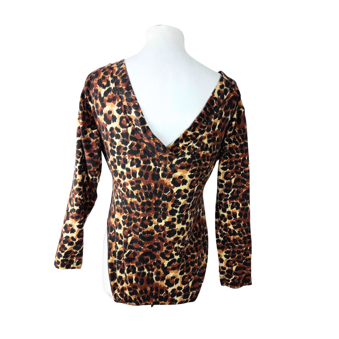 Wrap animal print longsleeve bodysuit - XL
