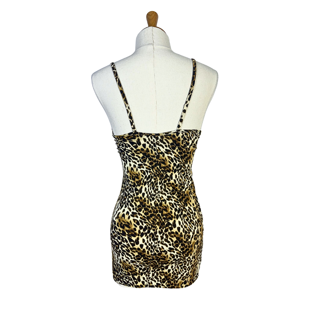Spaghetti strap leopard print mini dress - S