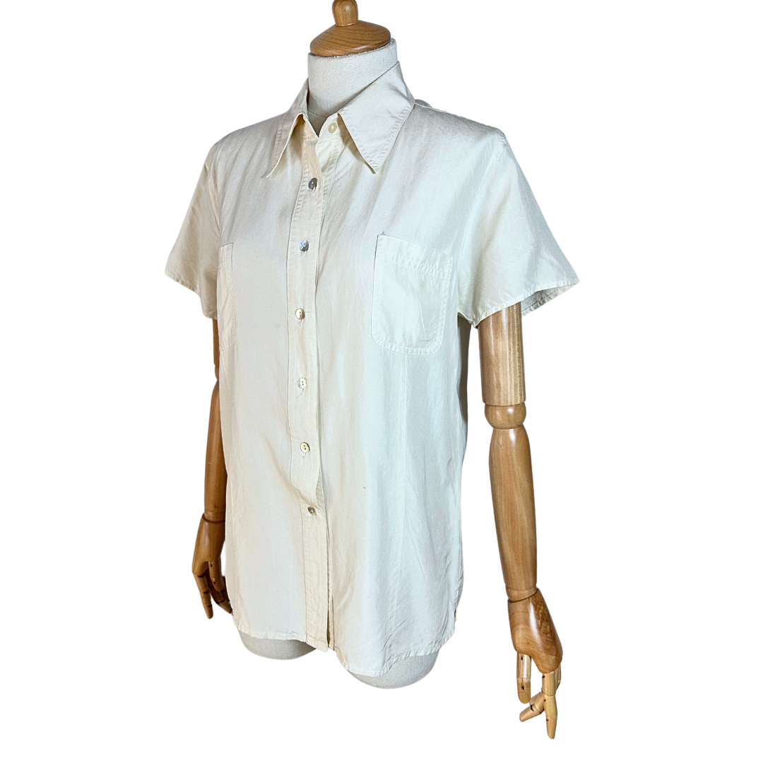Cream vintage silk shirt - S