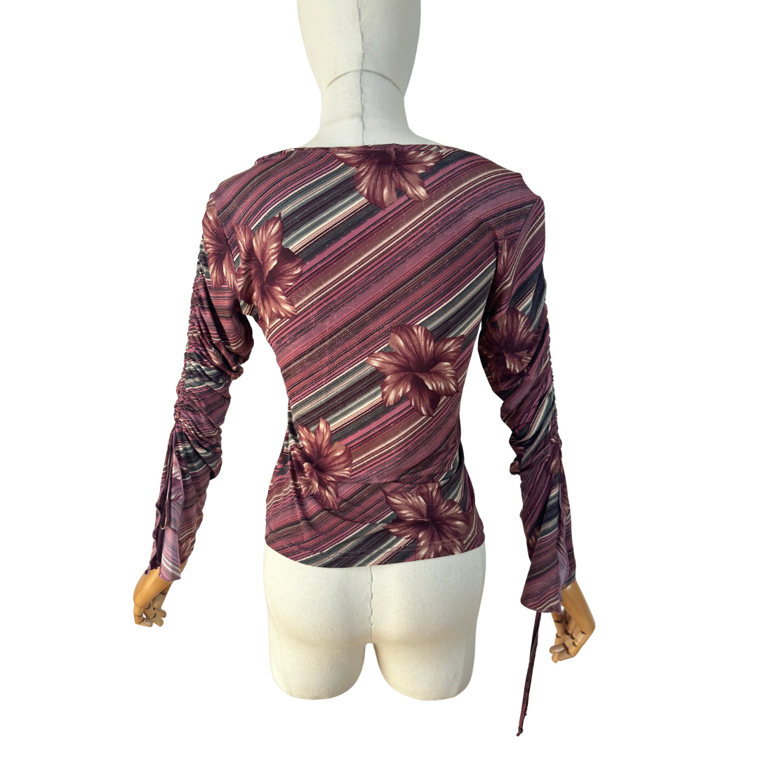 Striped and floral longsleeve top - M