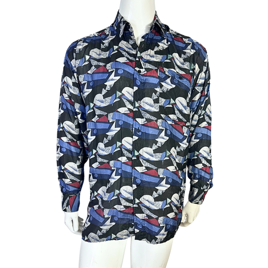 Vintage printed silk shirt - M