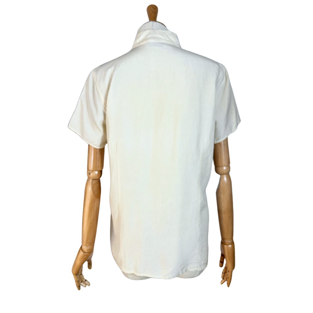 Cream vintage silk shirt - S