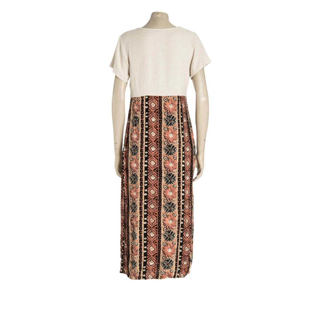Button-down shortsleeve maxi dress - M