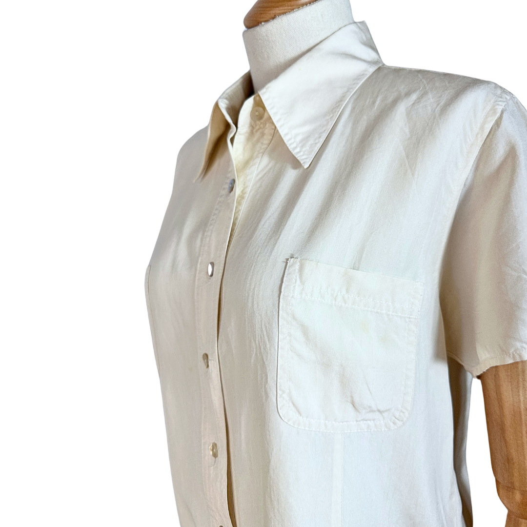 Cream vintage silk shirt - S