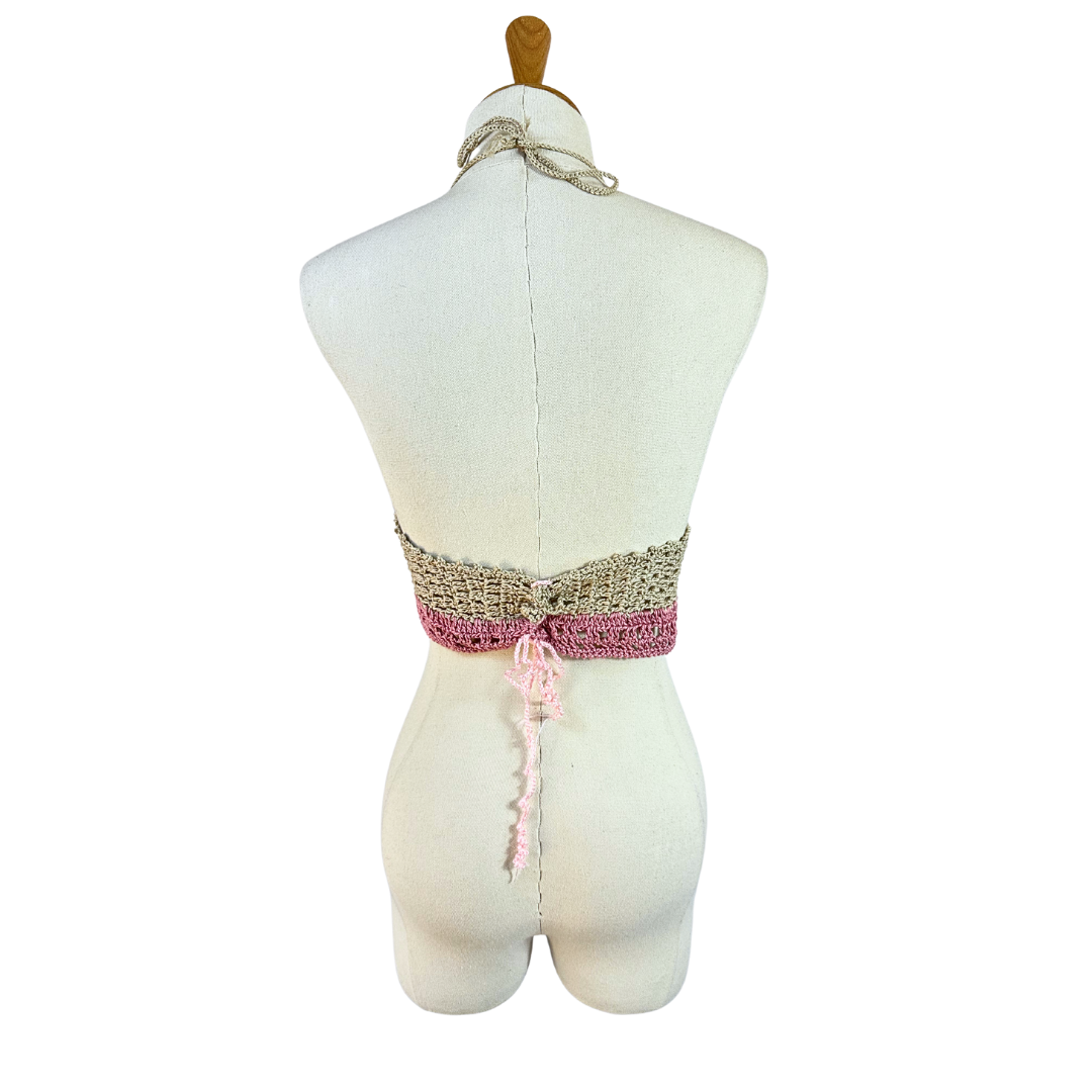 Pink festival crochet bralet - S