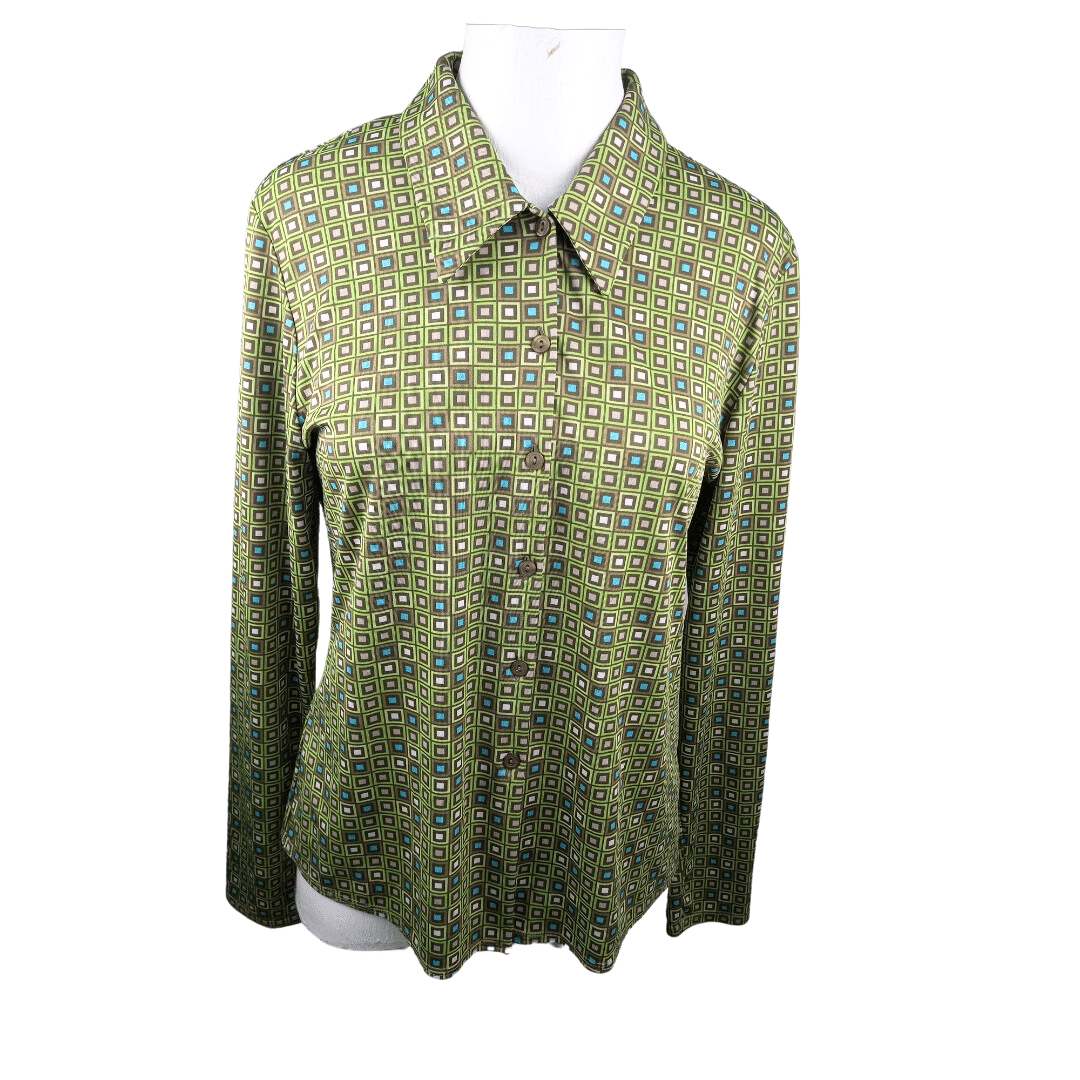 70s-inspired print longsleeve shirt - L