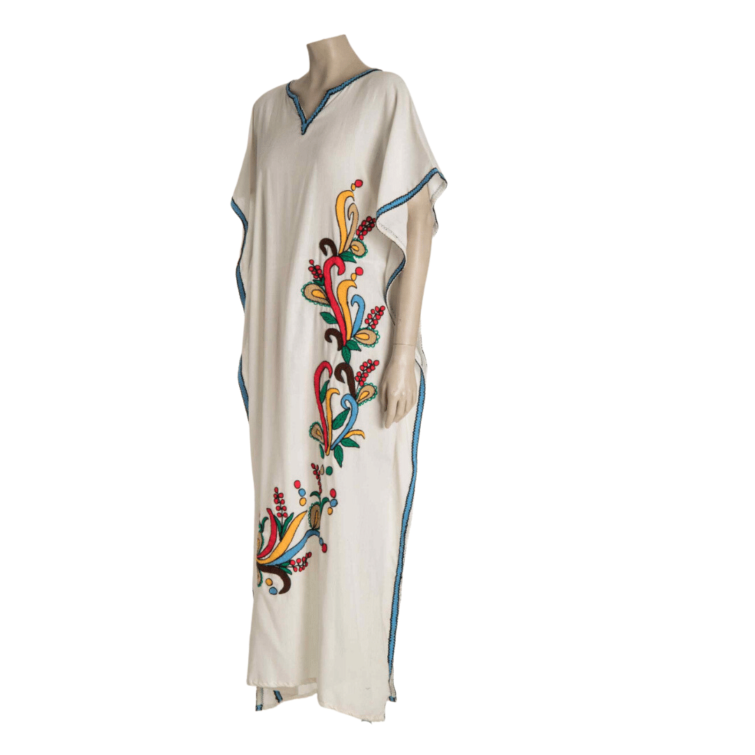 Embroidered kaftan maxi dress with belt - M/L