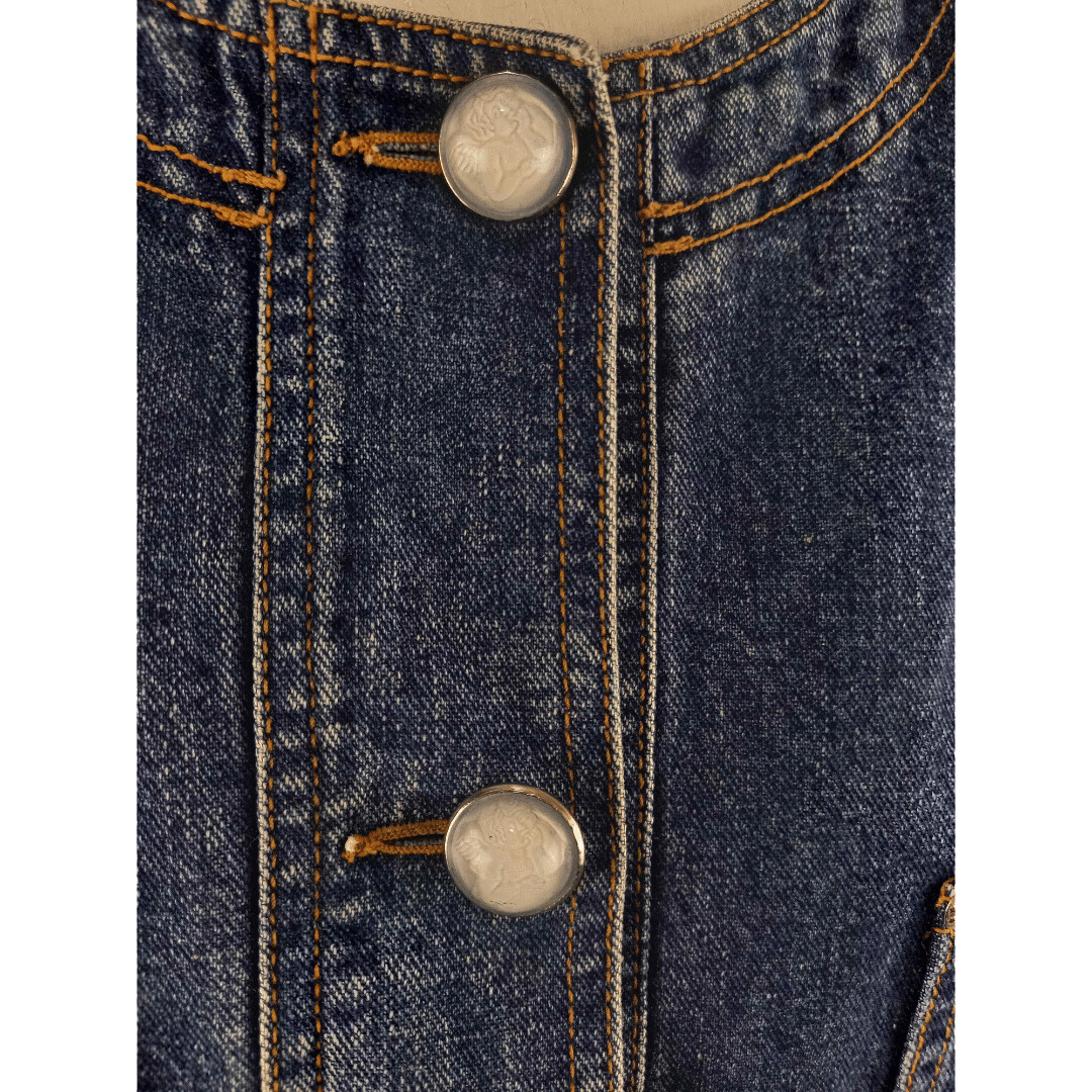 Vintage collarless cropped denim jacket - M/L