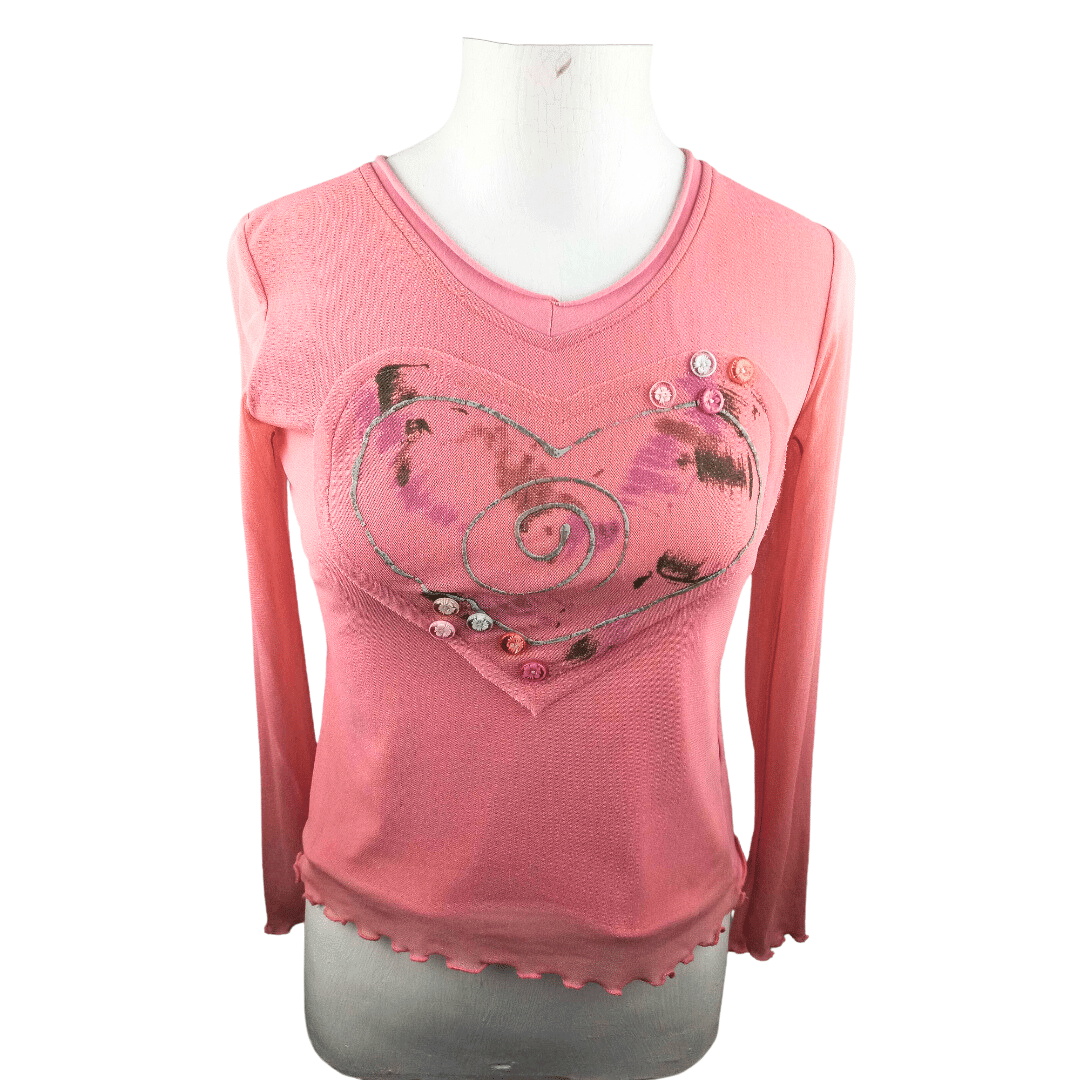 Mesh longsleeve top with sheer sleeves - S