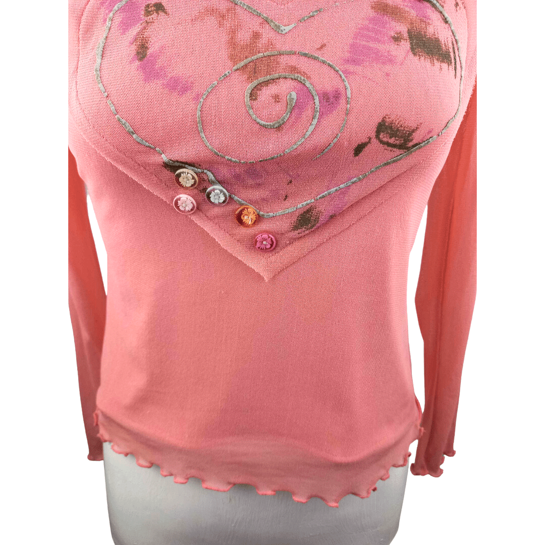 Mesh longsleeve top with sheer sleeves - S
