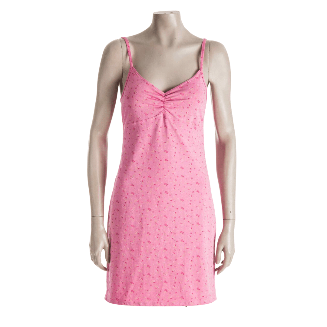 90s floral spaghetti strap dress - M