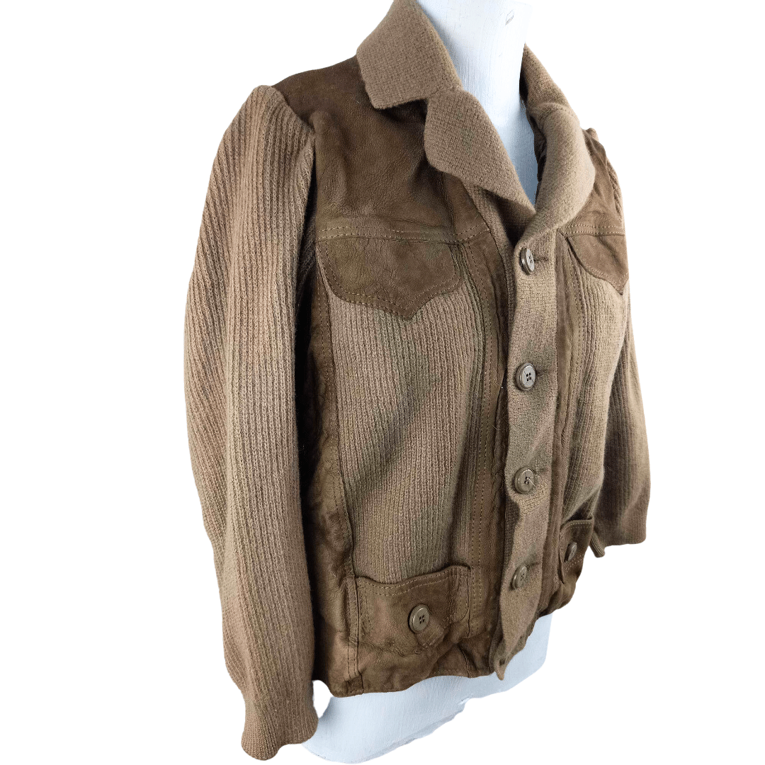 Wool and suede button-down jacket - S