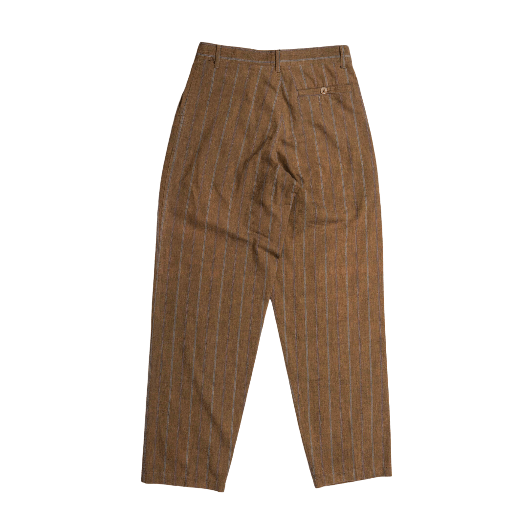Stripe cotton high-waisted pants - M