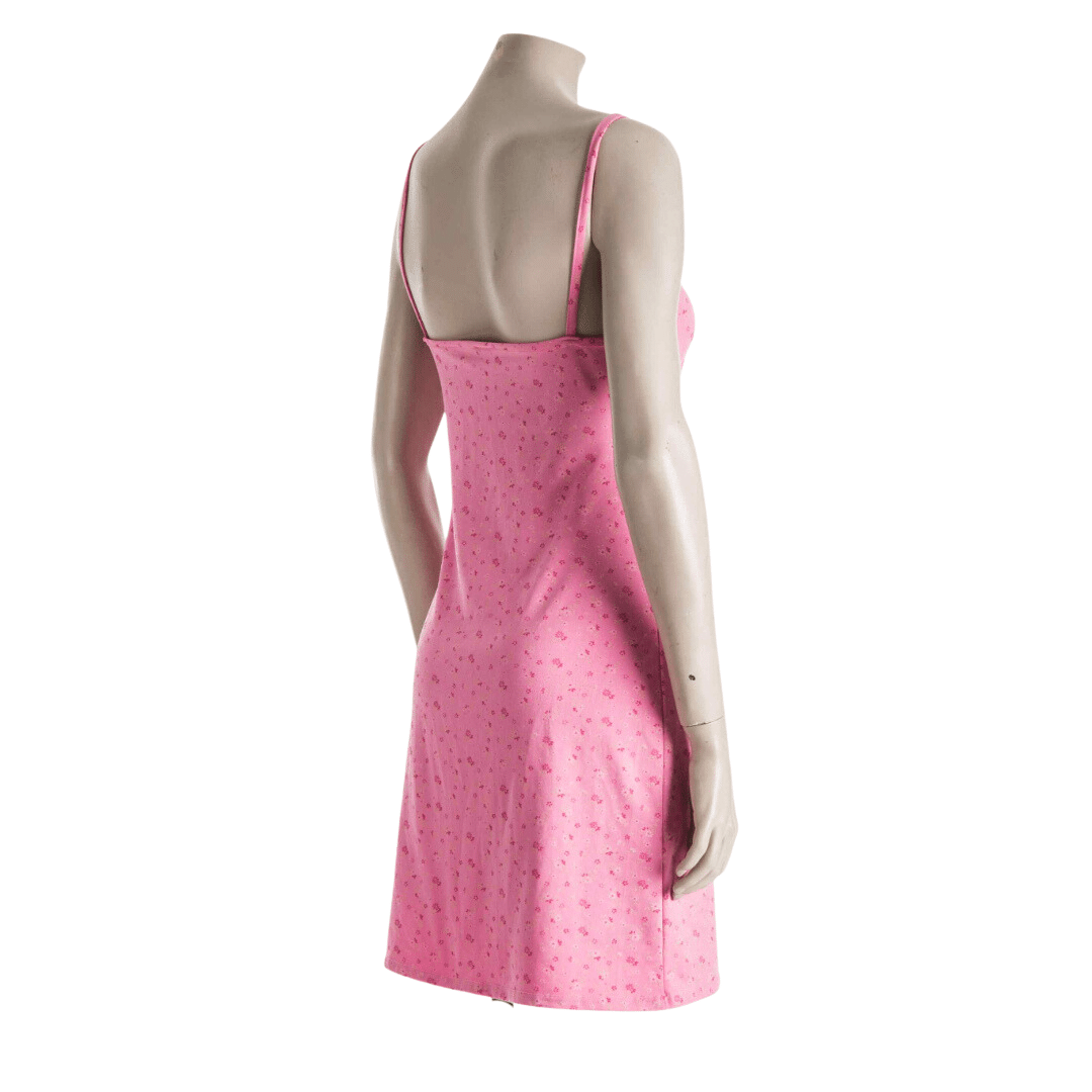 90s floral spaghetti strap dress - M