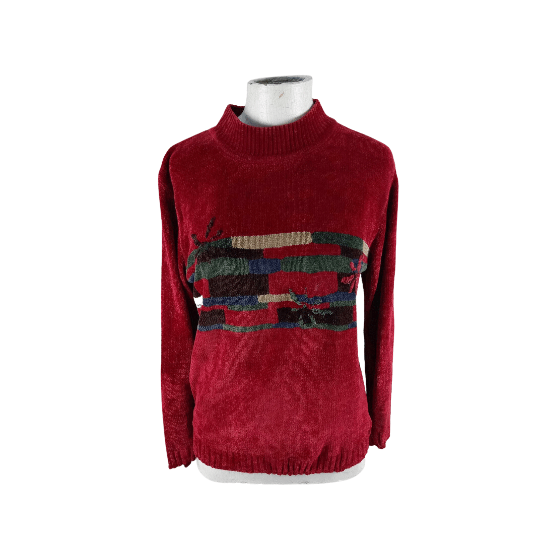 Vintage knitted mock-neck jersey - M