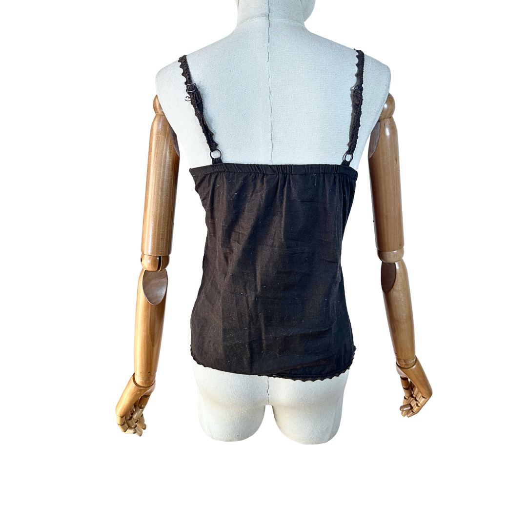 Brown spaghetti strap islet top - S
