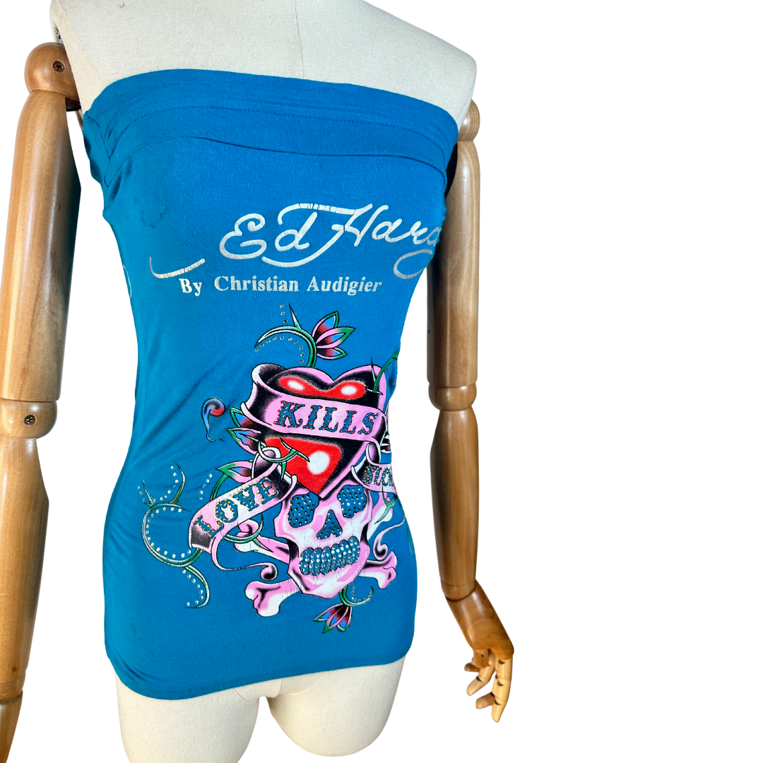 Ed Hardy boob-tube top - S
